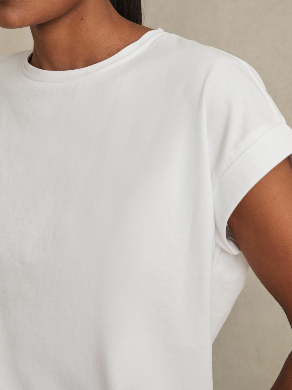Reiss | Brushed-Cotton Crew-Neck T-Shirt in White