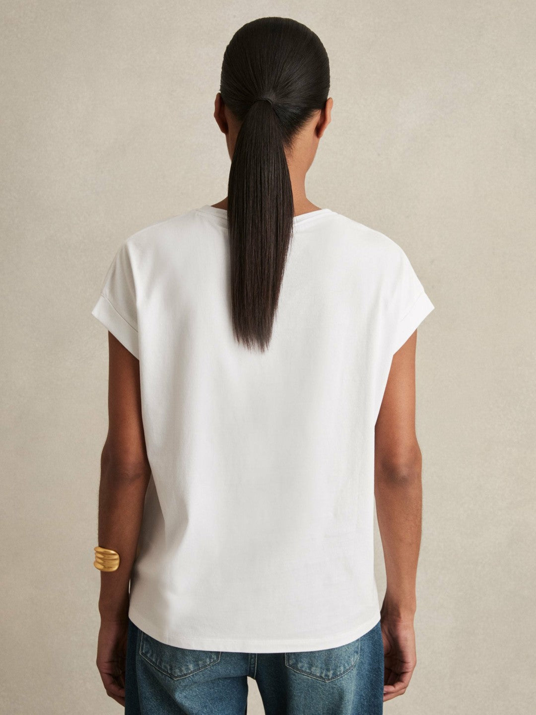 Reiss | Brushed-Cotton Crew-Neck T-Shirt in White