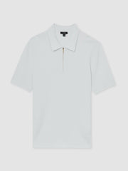 Reiss | Textured Half-Zip Polo Shirt in White