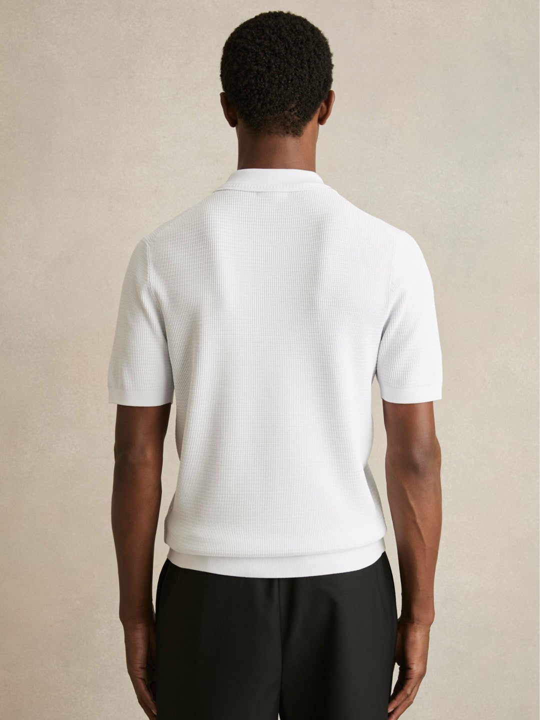 Reiss | Textured Half-Zip Polo Shirt in White