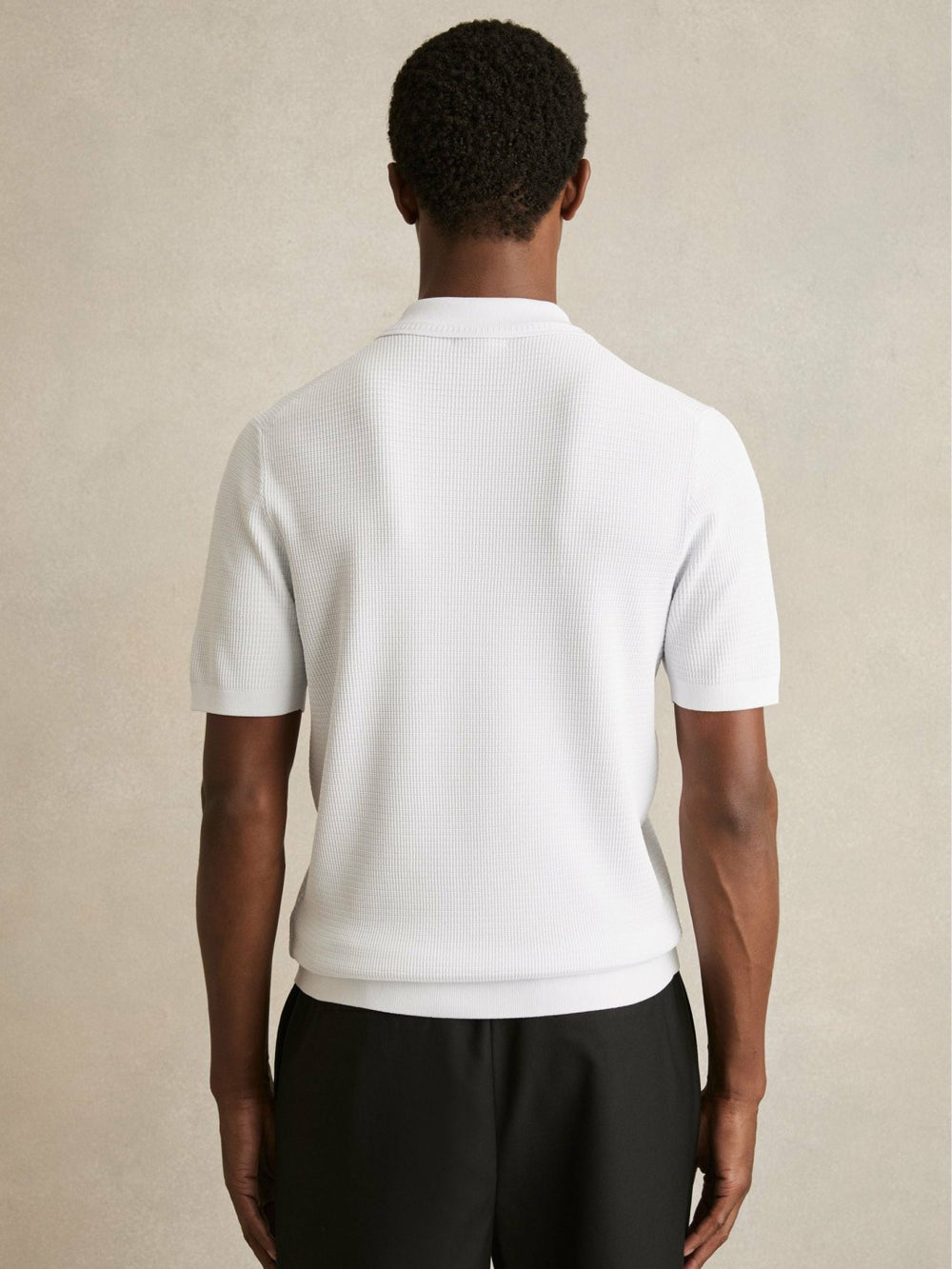 Reiss | Textured Half-Zip Polo Shirt in White