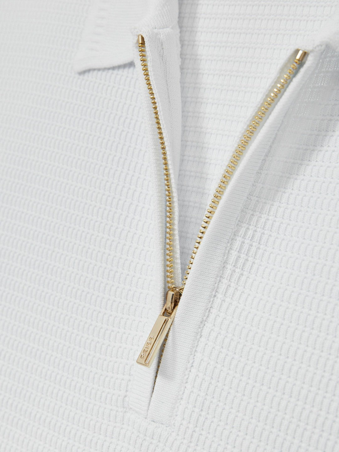 Reiss | Textured Half-Zip Polo Shirt in White