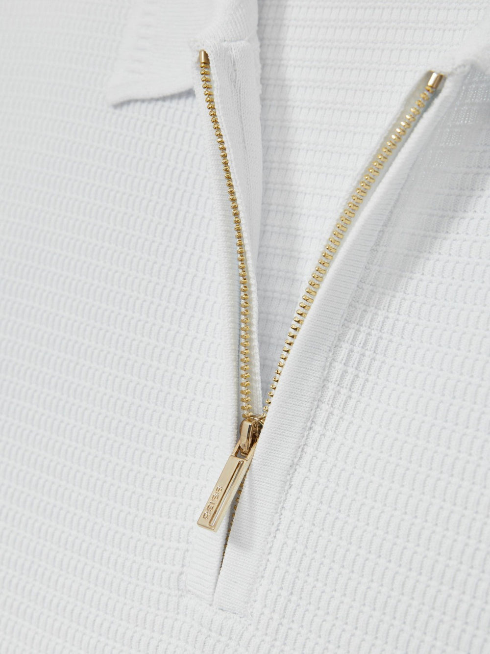Reiss | Textured Half-Zip Polo Shirt in White