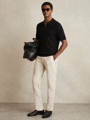 Reiss | Textured Half-Zip Polo Shirt in Black
