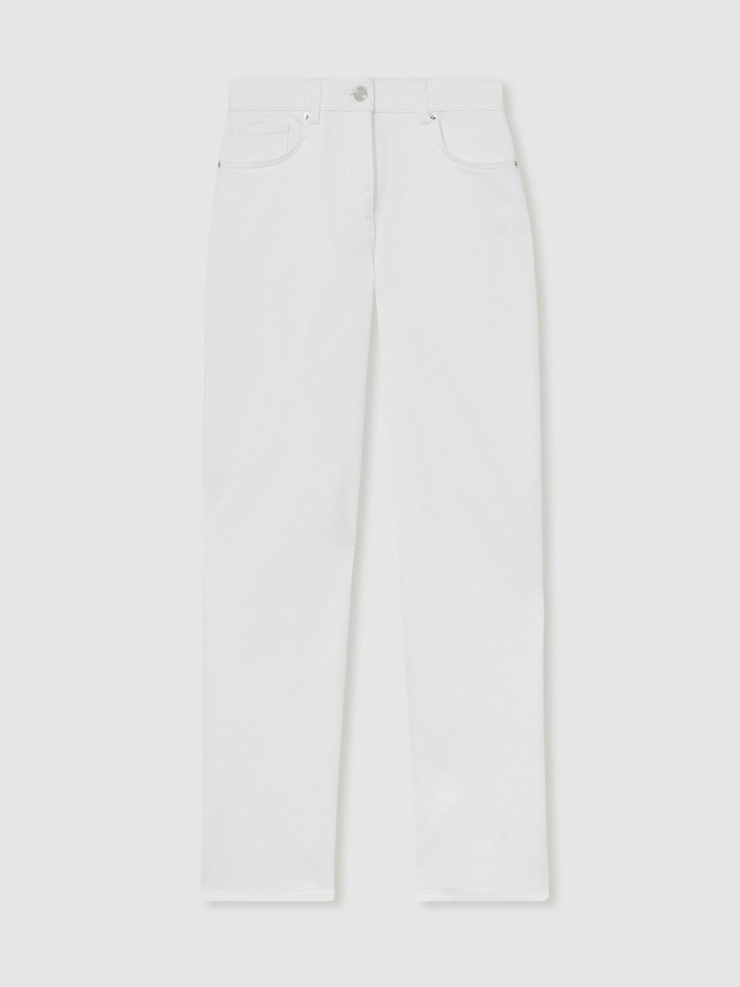 Reiss | Petite Straight Leg Turn Up Jeans in White