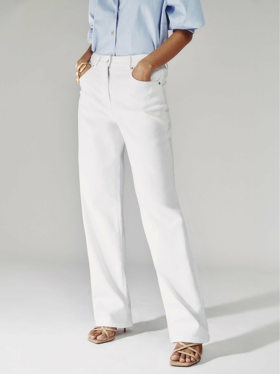 Reiss | Petite Straight Leg Turn Up Jeans in White