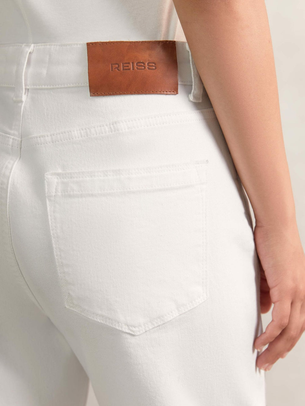 Reiss | Petite Straight Leg Turn Up Jeans in White