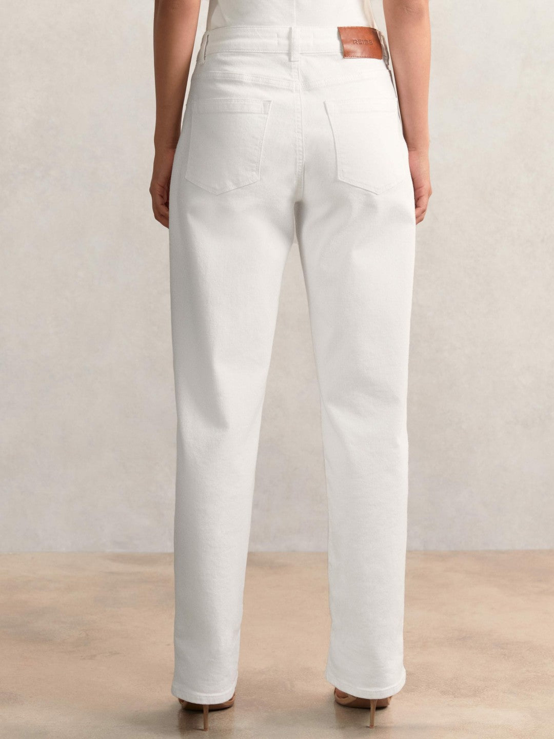Reiss | Petite Straight Leg Turn Up Jeans in White