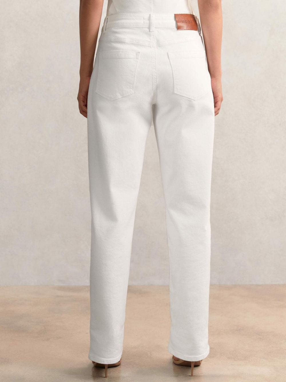 Reiss | Petite Straight Leg Turn Up Jeans in White