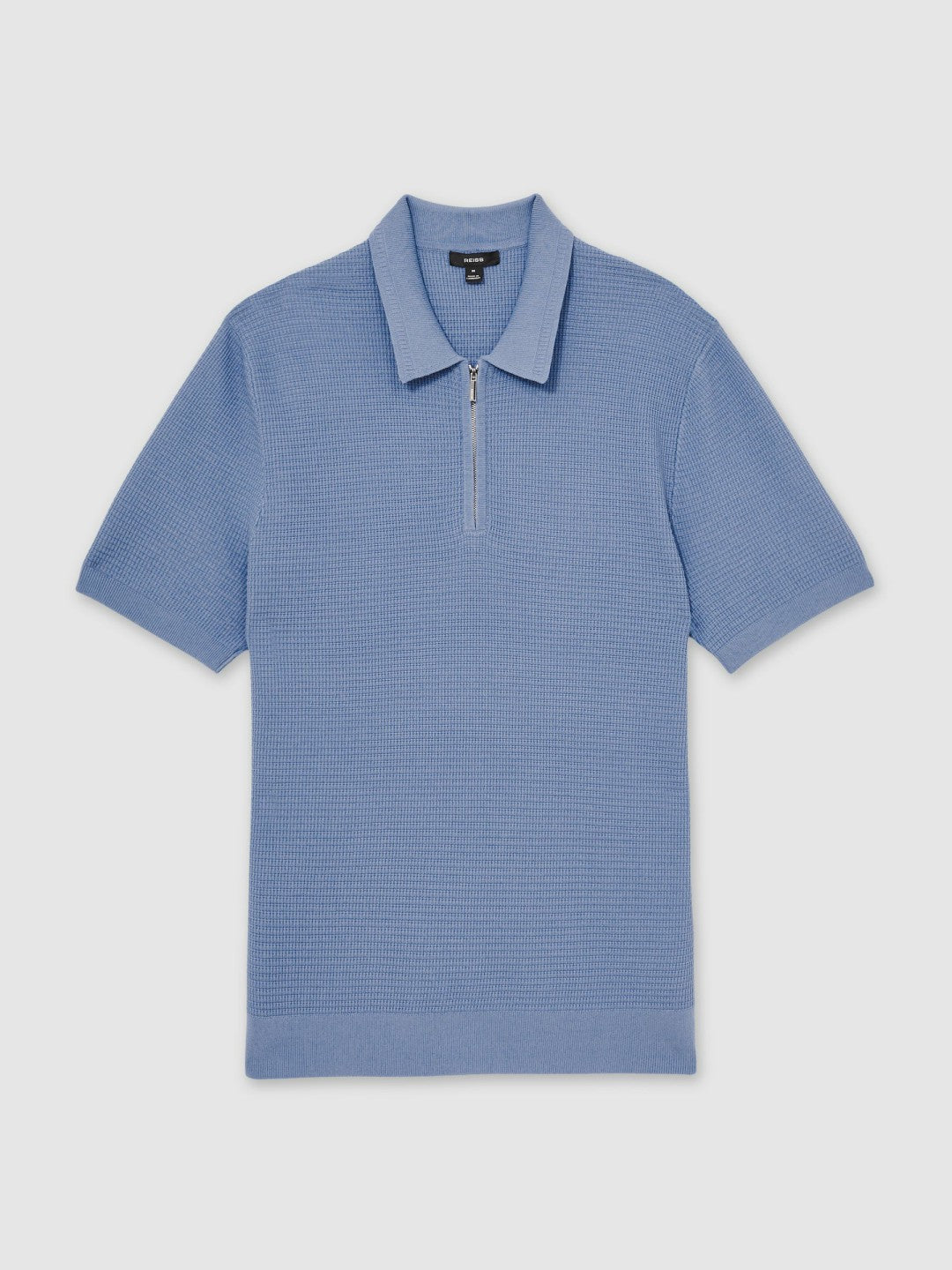 Reiss | Textured Half-Zip Polo Shirt in Blue