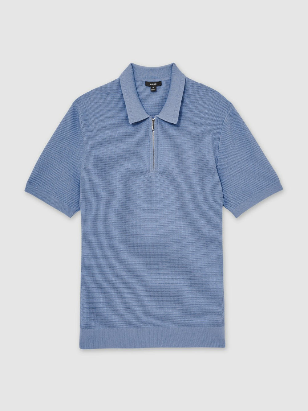Reiss | Textured Half-Zip Polo Shirt in Blue