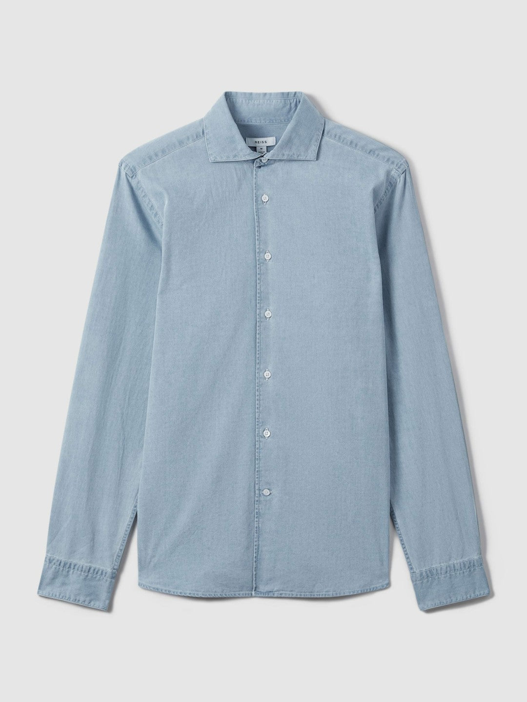 Reiss | Washed Cotton Chambray Shirt in Blue