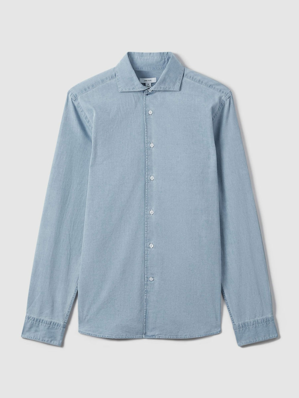 Reiss | Washed Cotton Chambray Shirt in Blue