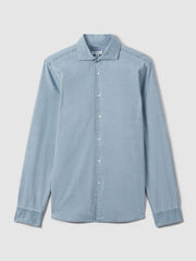 Reiss | Washed Cotton Chambray Shirt in Blue