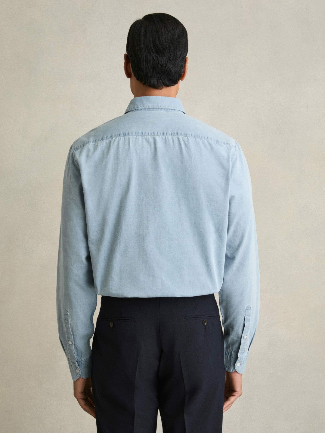Reiss | Washed Cotton Chambray Shirt in Blue