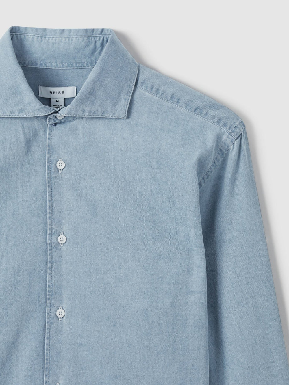 Reiss | Washed Cotton Chambray Shirt in Blue