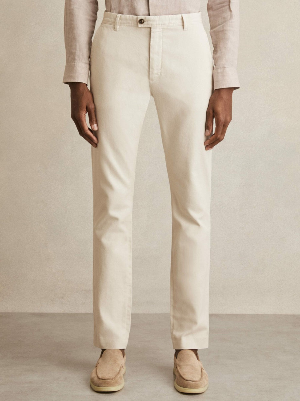 Reiss | Cotton-Piqué Slim-Fit Chinos in Off White