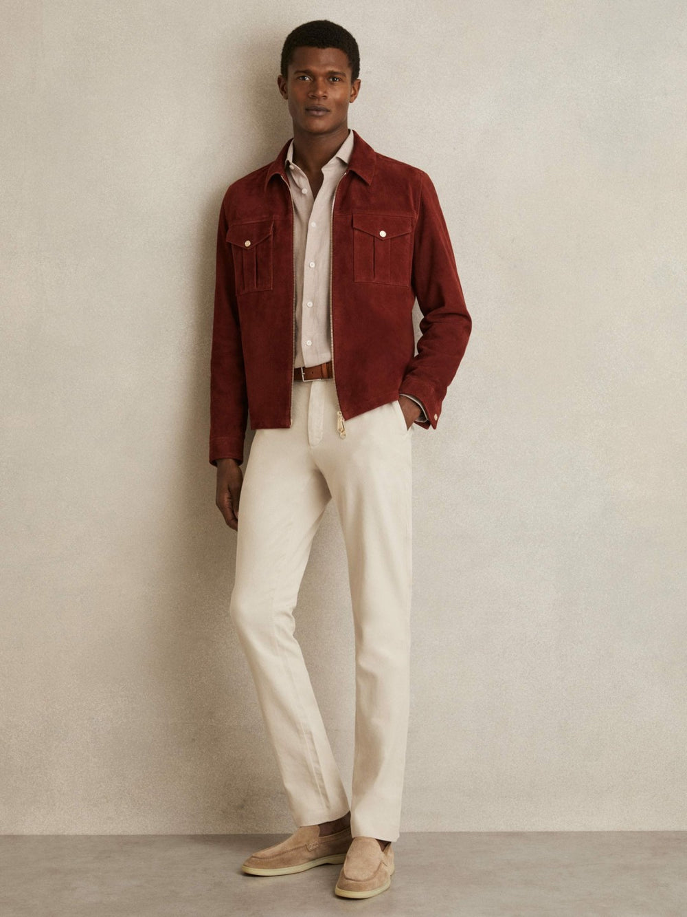 Reiss | Cotton-Piqué Slim-Fit Chinos in Off White