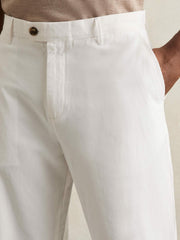 Reiss | Cotton-Linen Relaxed-Fit Trousers in White