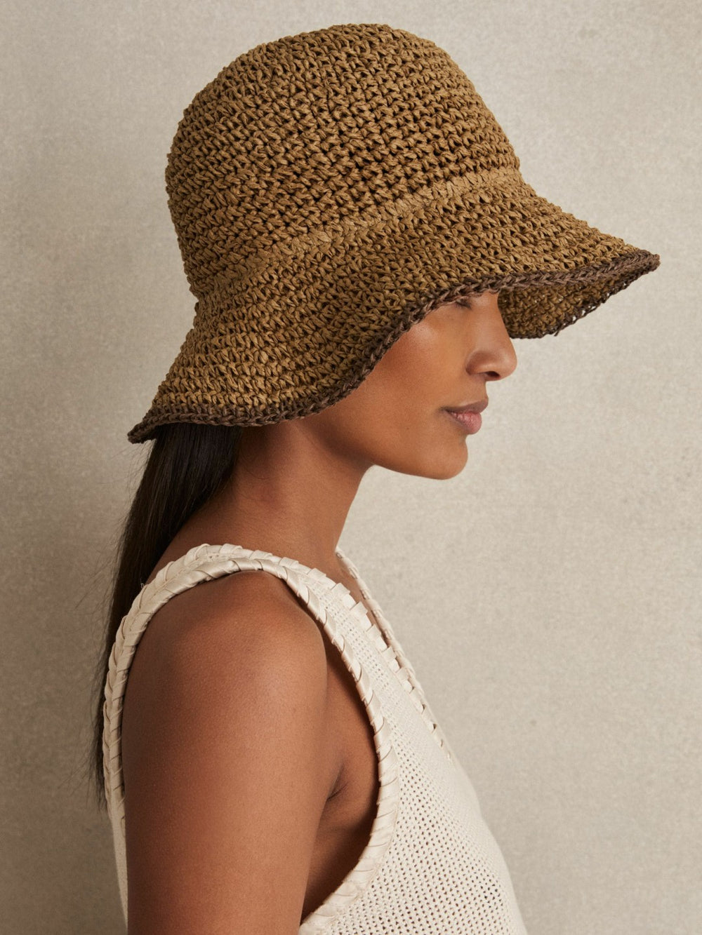 Reiss | Straw Sun Hat in Tan