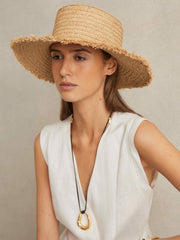 Reiss | Straw Boater Hat in Natural