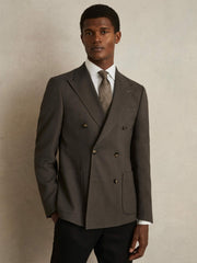 Reiss | Slim Fit Double Breasted Suit Blazer in Dark Green