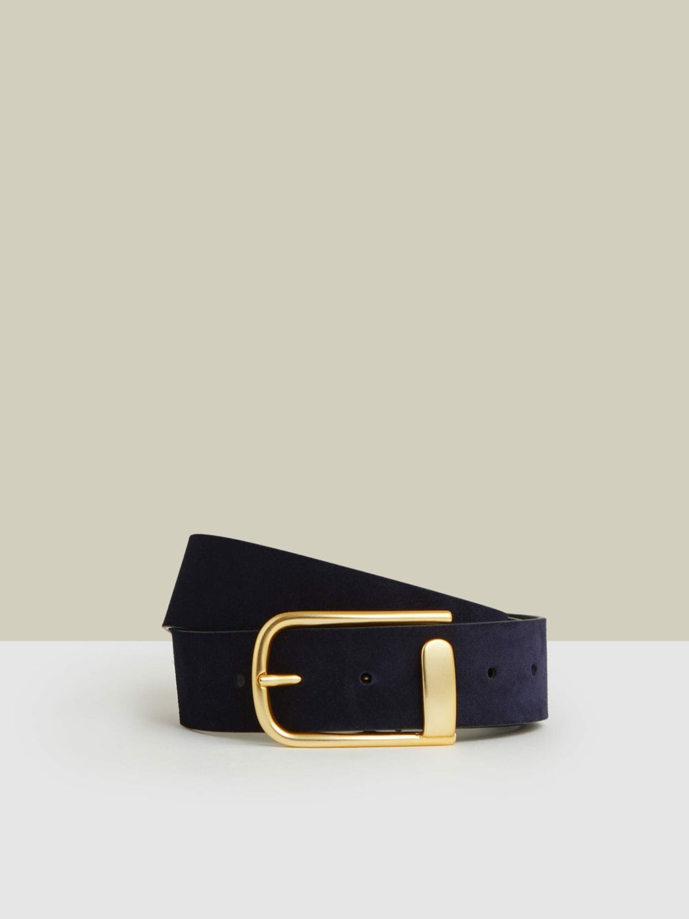 Reiss | Leather Half Keeper Belt in Navy