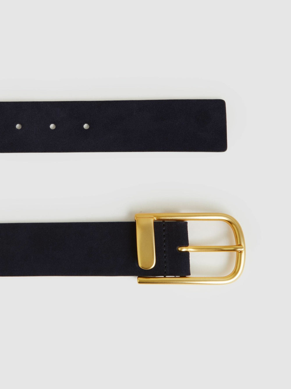 Reiss | Leather Half Keeper Belt in Navy
