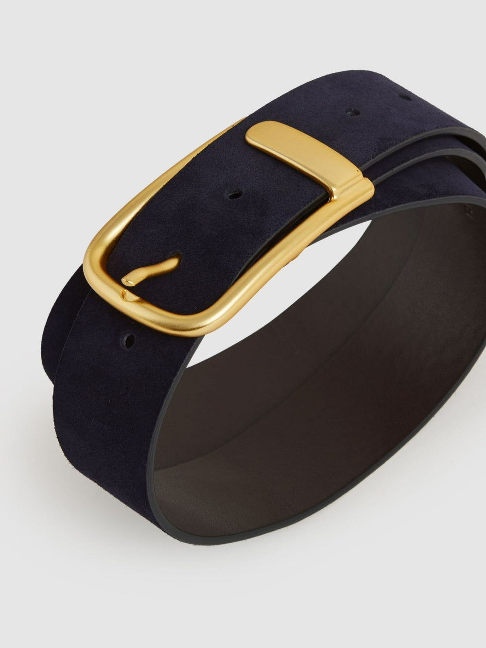Reiss | Leather Half Keeper Belt in Navy