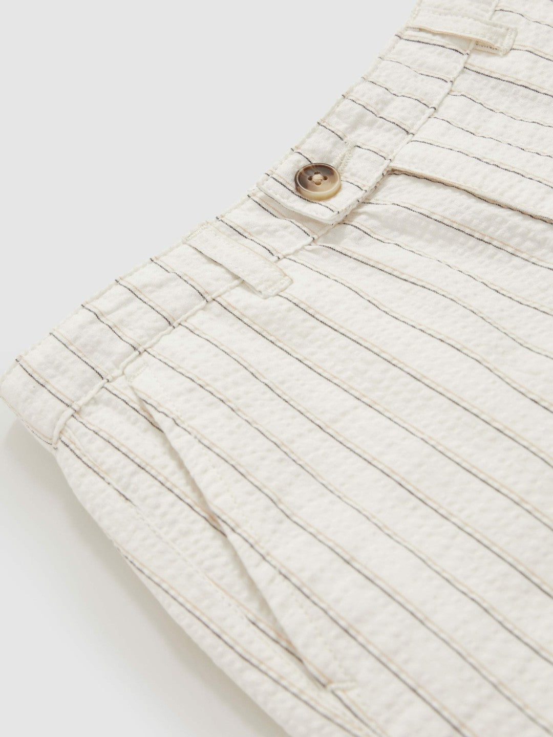 Reiss | 9-13 yrs Cotton Pinstripe Trousers Regular-Fit in Off White/Taupe Brown