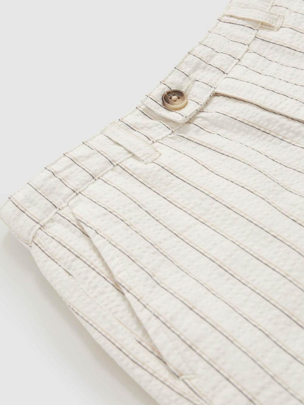 Reiss | 9-13 yrs Cotton Pinstripe Trousers Regular-Fit in Off White/Taupe Brown