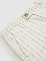 Reiss | 3-9 yrs Cotton Pinstripe Trousers Regular-Fit in Off White/Taupe Brown