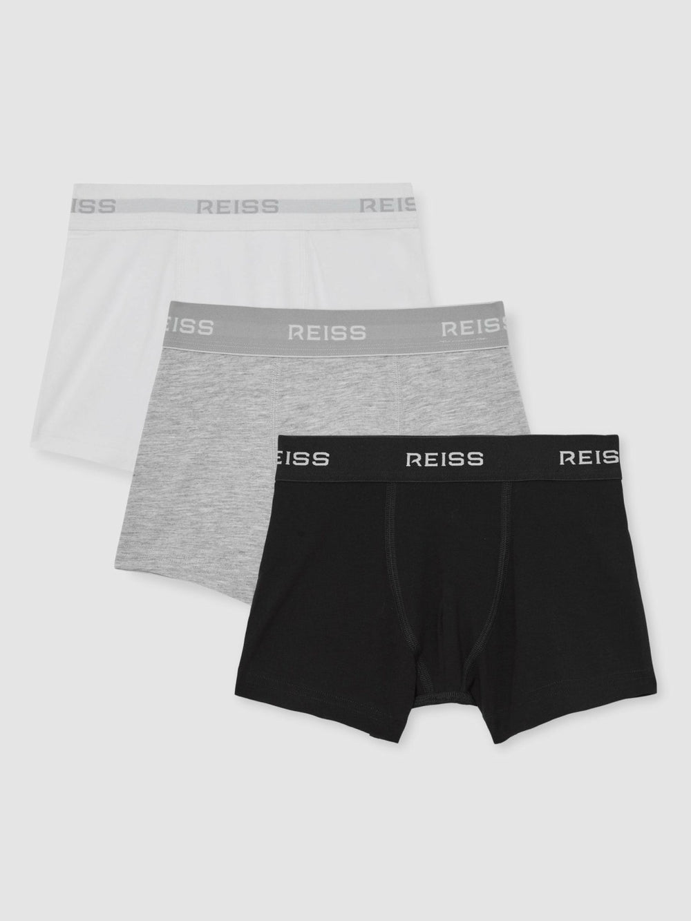 Reiss | Stretch-Cotton Boxers 3 Pack in White/Grey/Black