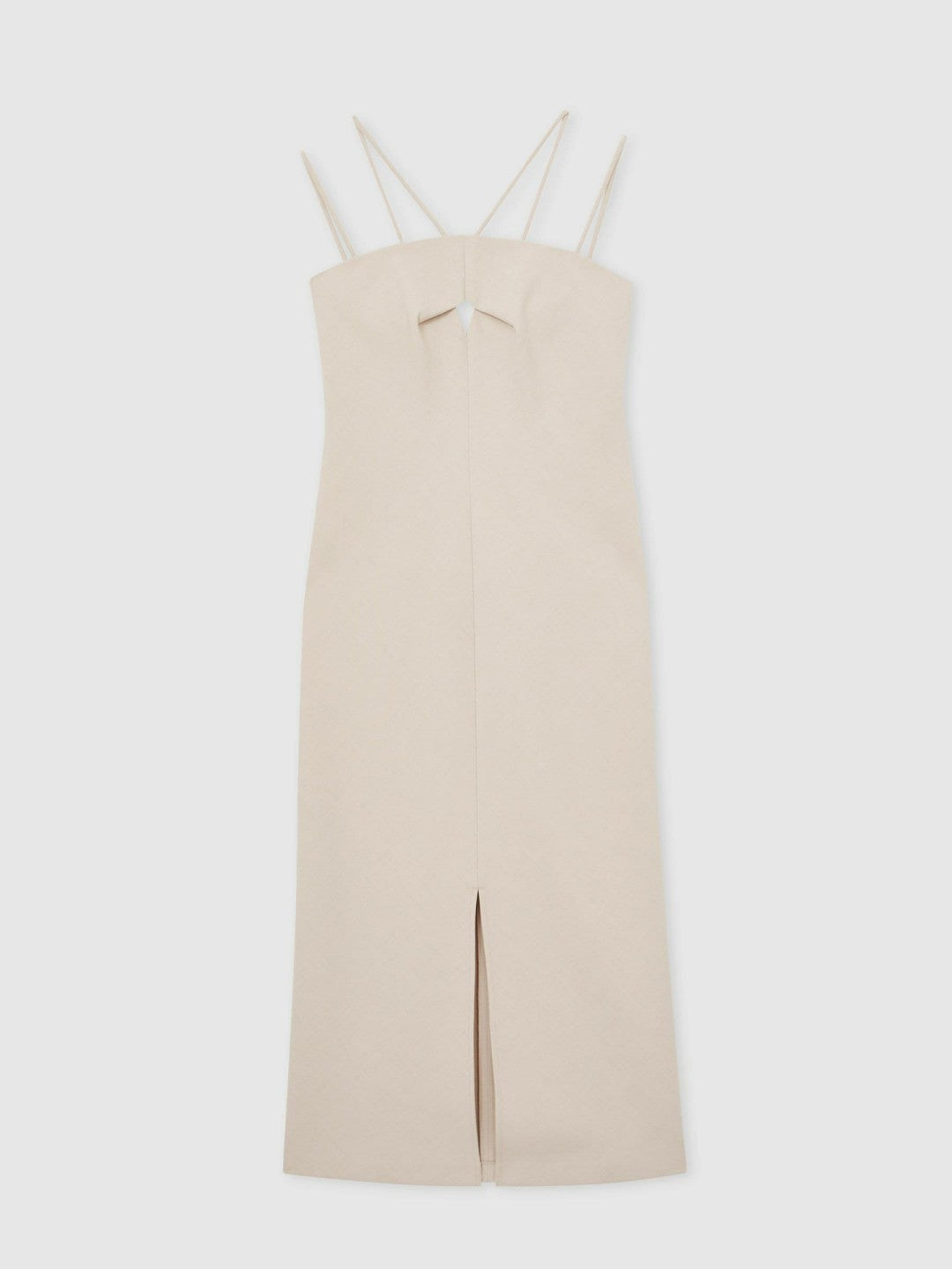 Reiss | Double Strap Cut Out Midi Dress in Stone Neutral