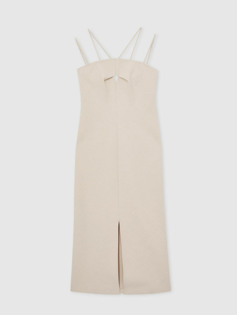 Reiss | Double Strap Cut Out Midi Dress in Stone Neutral