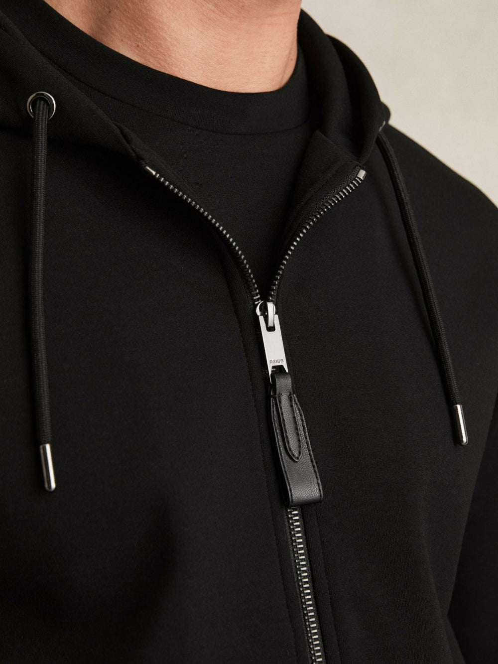 Reiss | Interlock Zip-Through Hoodie in Black