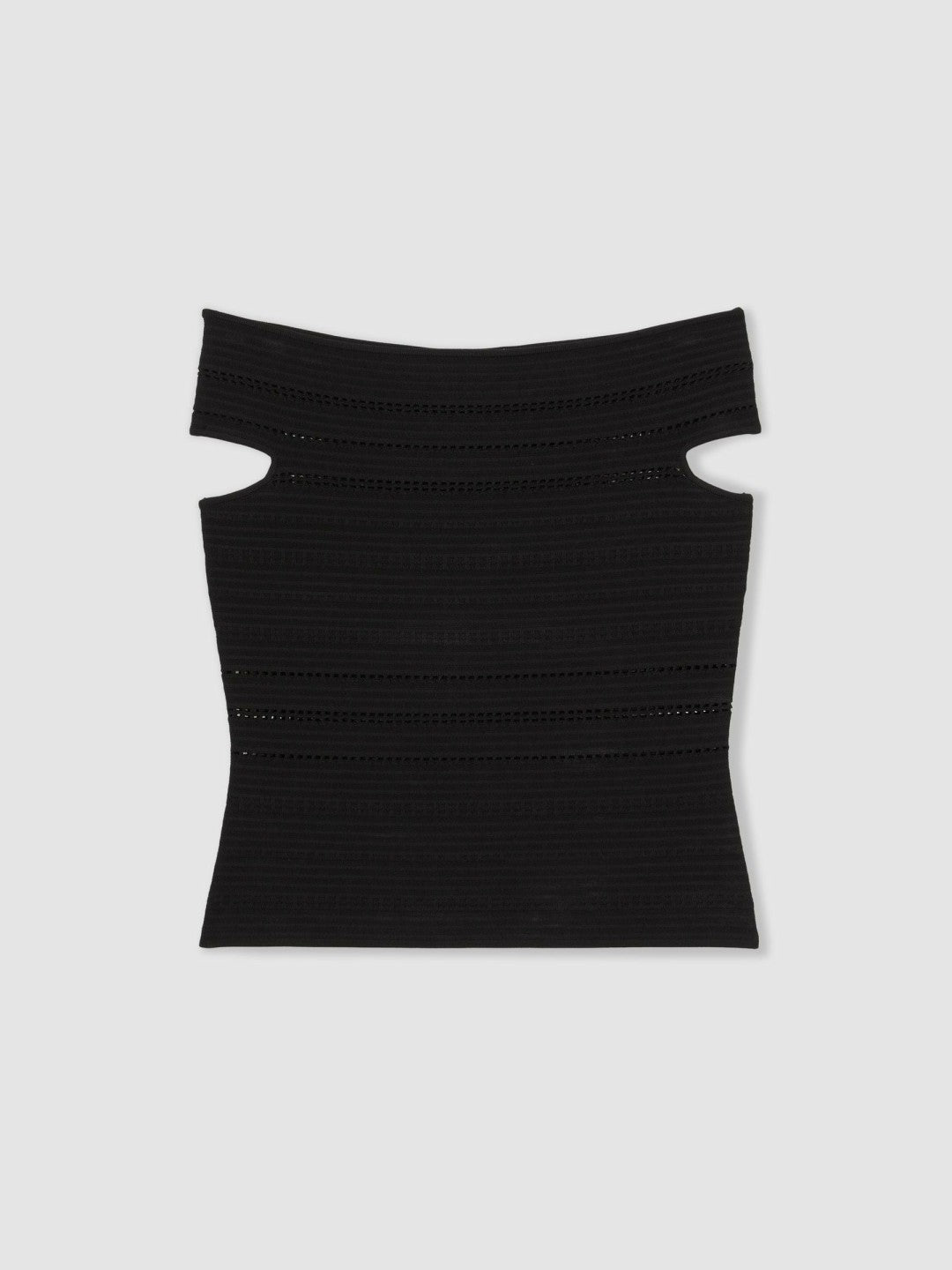 Reiss | Bardot Open Knit Top in Black