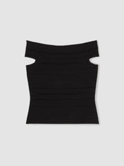 Reiss | Bardot Open Knit Top in Black