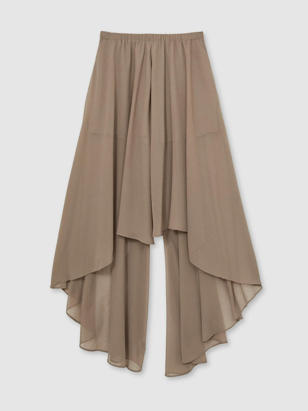 Reiss | Petite Sheer-Overlay High-Low Shorts in Mink Neutral
