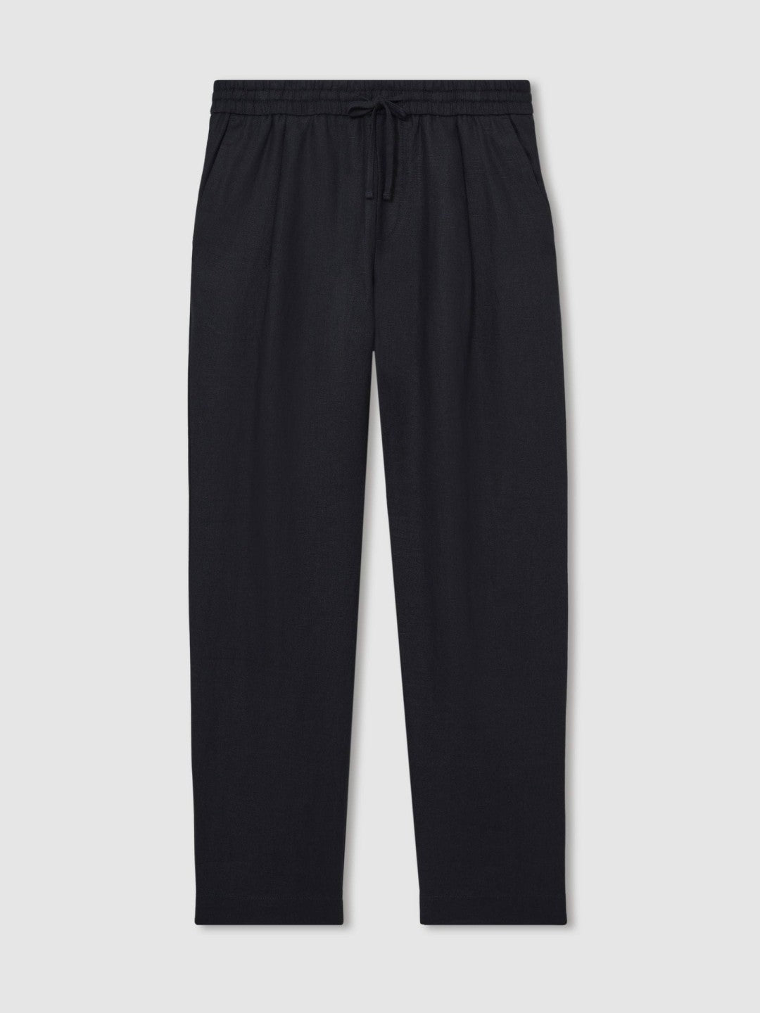 Reiss | Linen Drawstring Relaxed-Fit Trousers in Navy