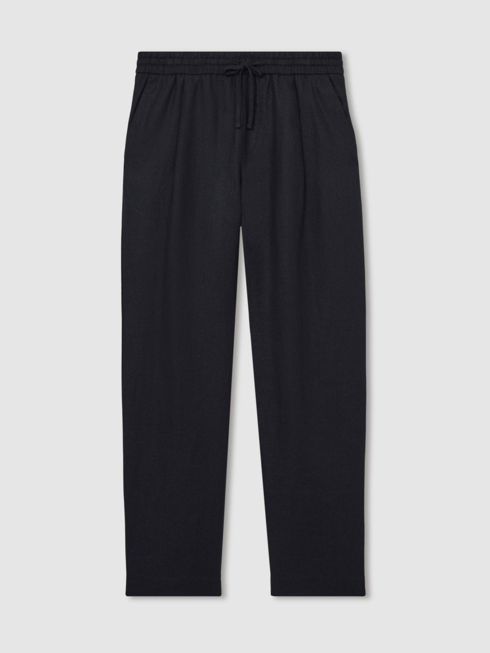 Reiss | Linen Drawstring Relaxed-Fit Trousers in Navy