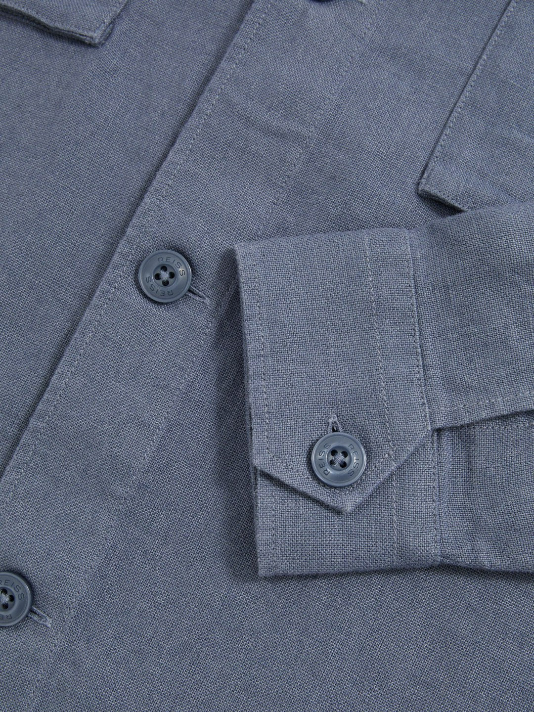 Reiss | Linen Twin-Pocket Overshirt in Airforce Blue