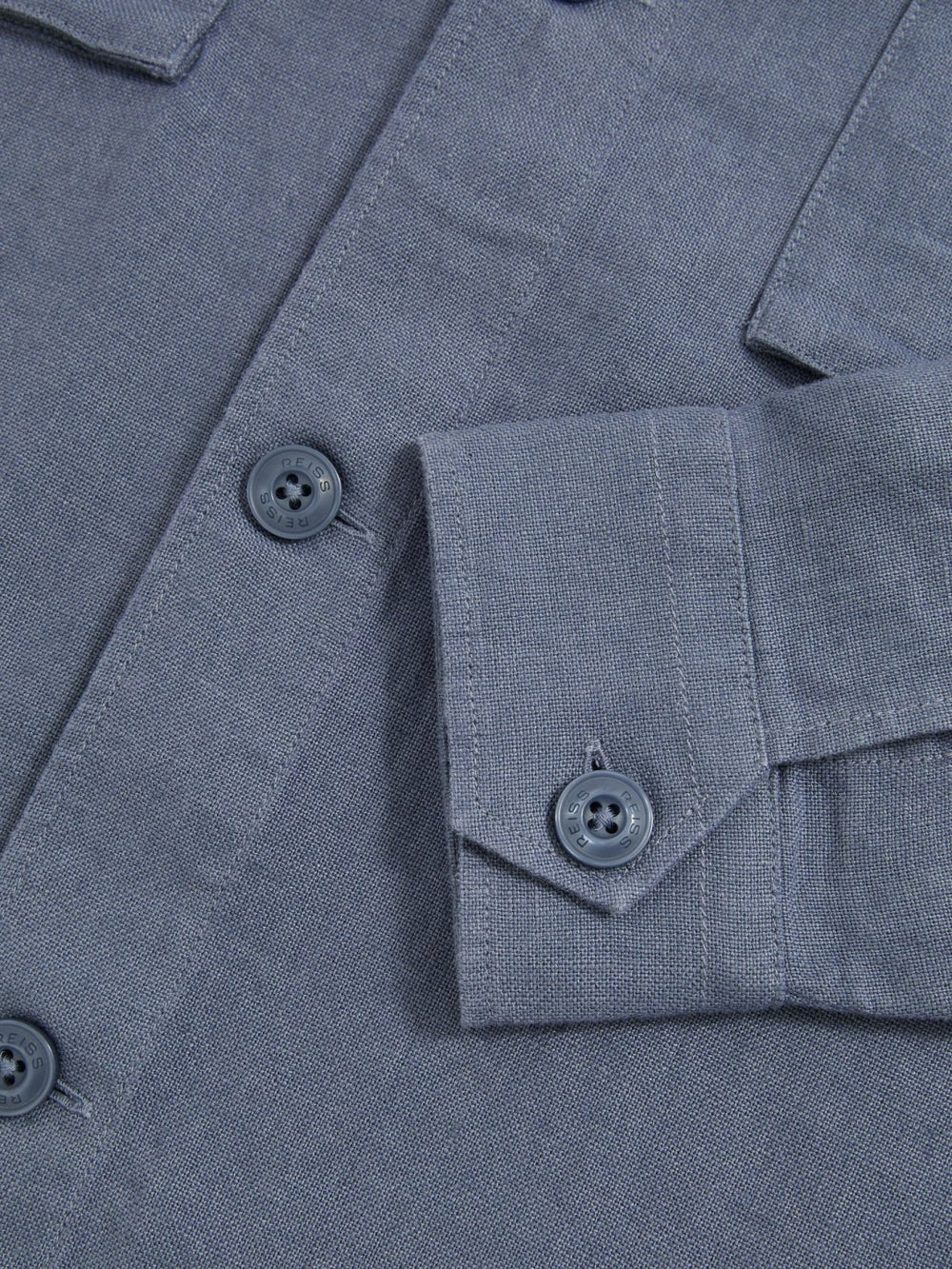 Reiss | Linen Twin-Pocket Overshirt in Airforce Blue