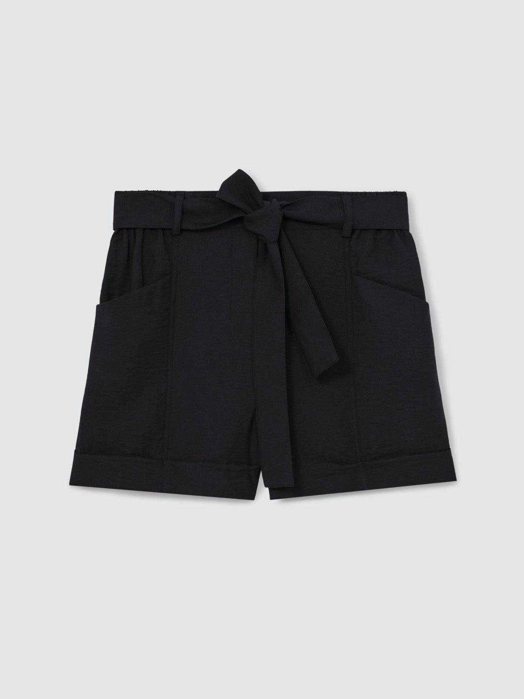 Reiss | Belted Button Tab Shorts in Navy