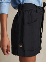 Reiss | Belted Button Tab Shorts in Navy