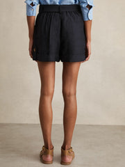 Reiss | Belted Button Tab Shorts in Navy