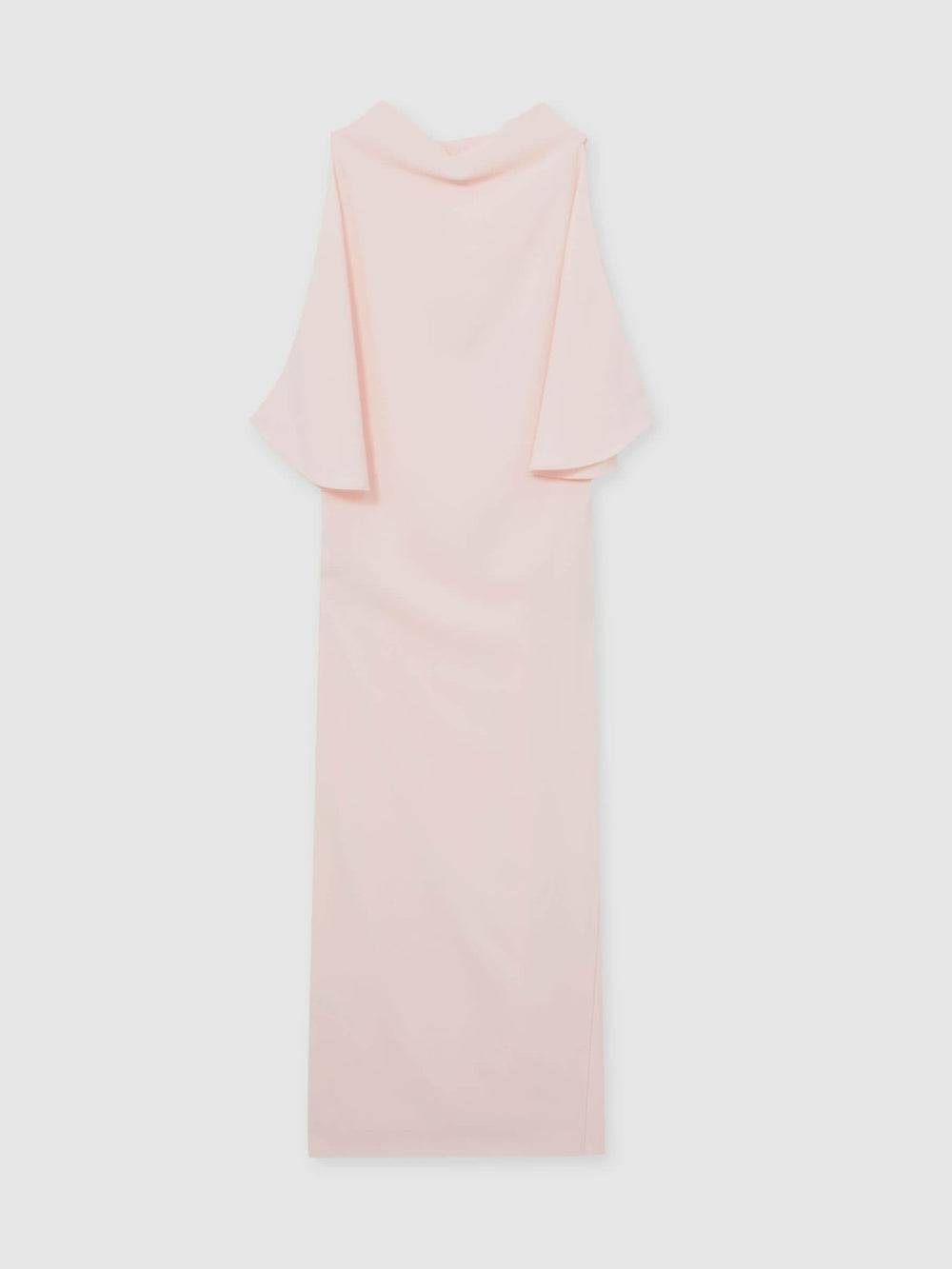 Reiss | Draped-Front High-Neck Midi Dress in Pale Pink