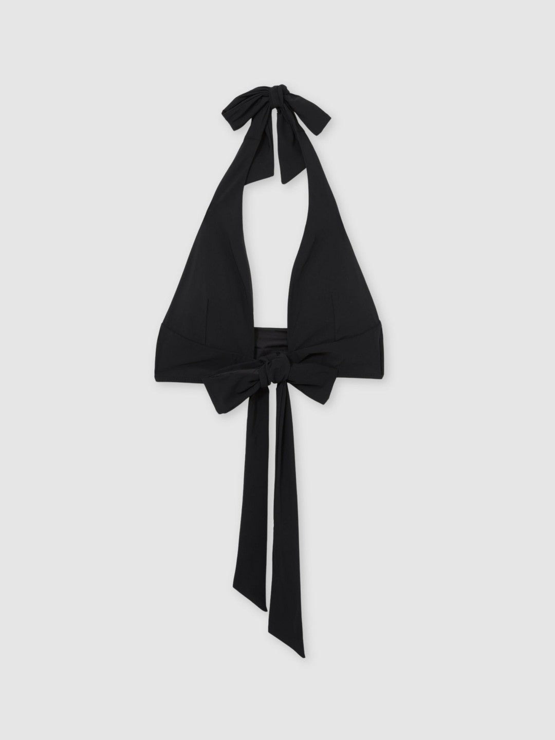 Reiss | Plunge Tie Halterneck Bikini Top in Black