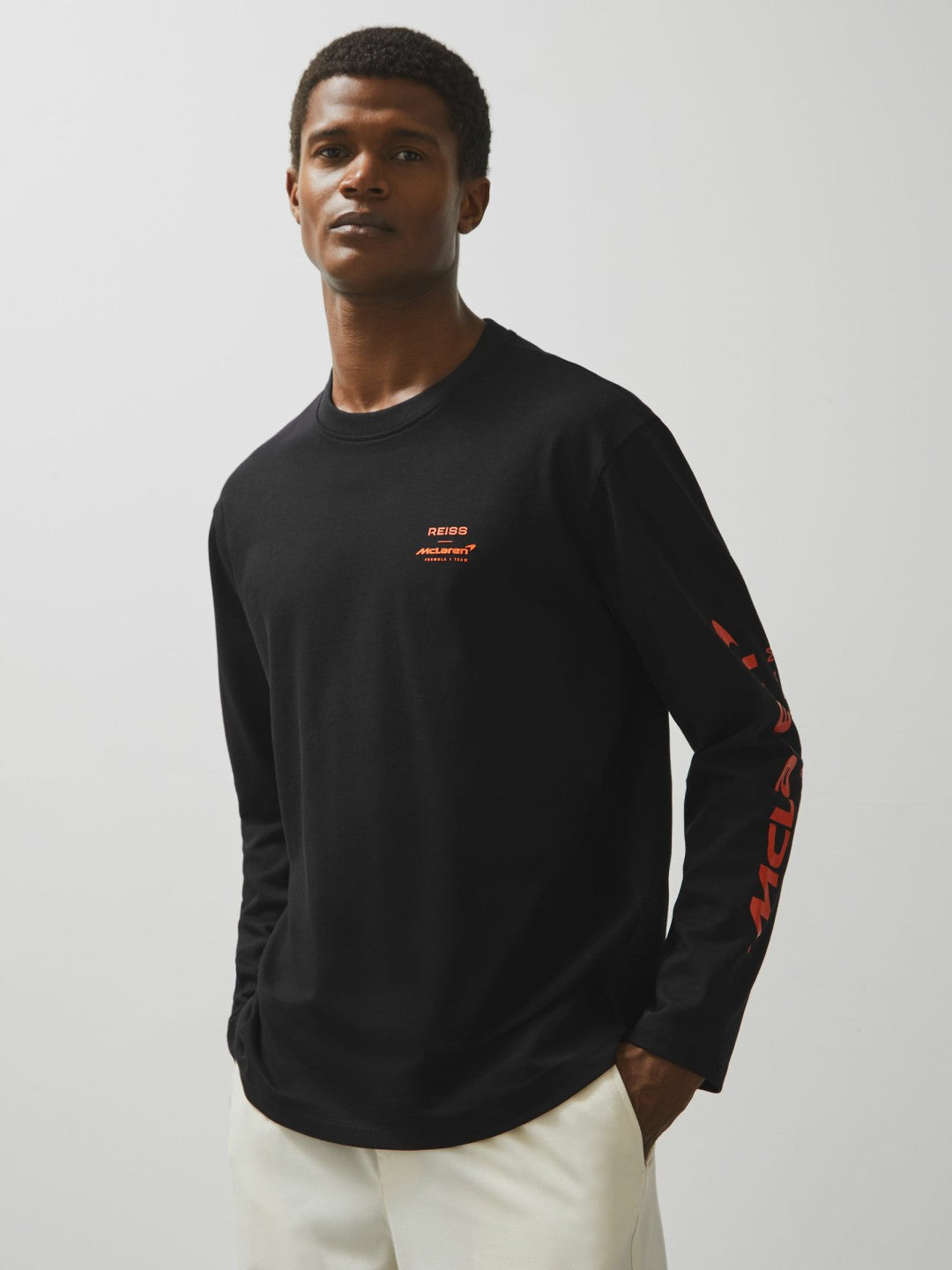Reiss | Unisex Fit McLaren F1 Team Tyre-Print T-Shirt in Black