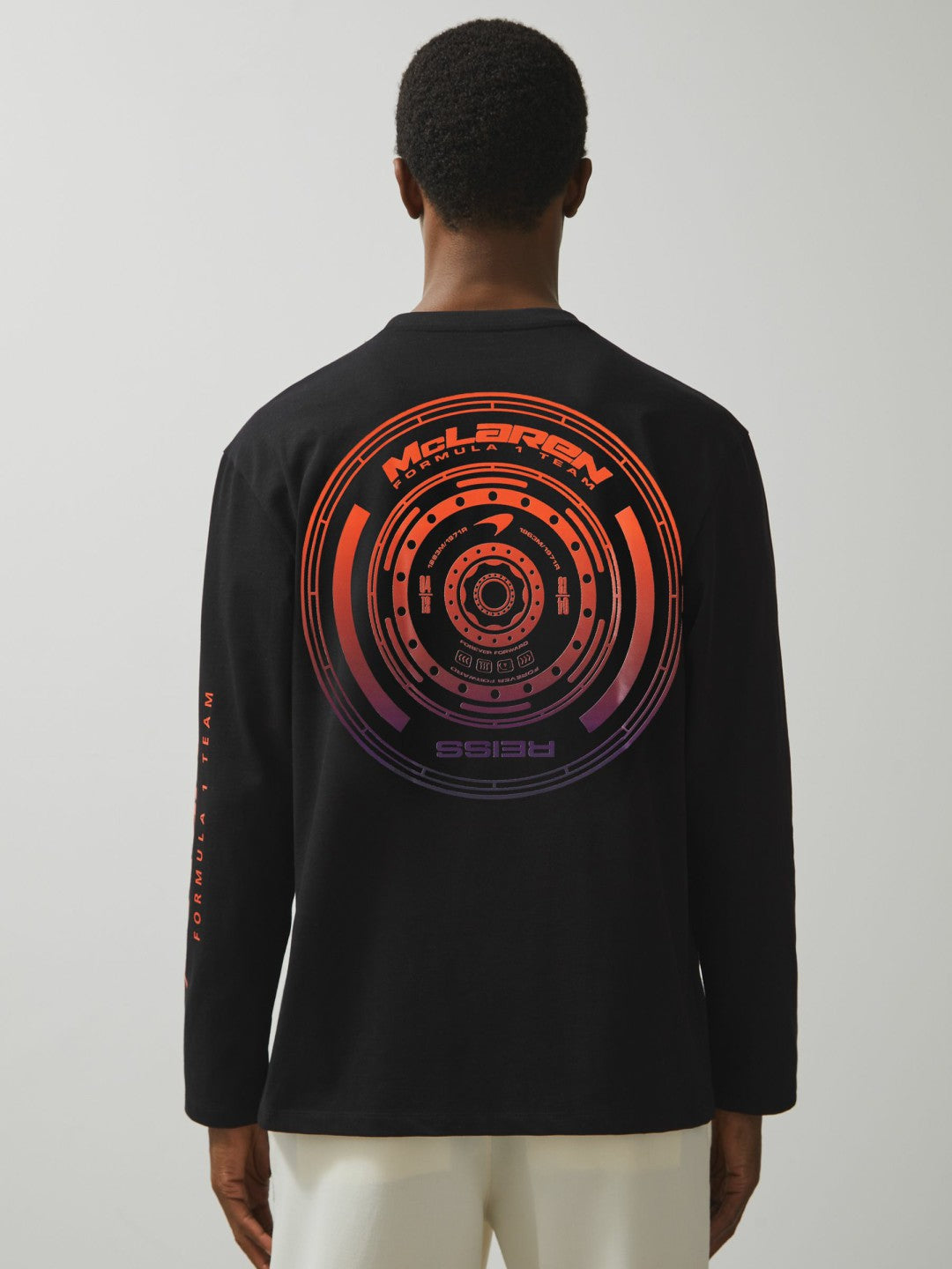 Reiss | Unisex Fit McLaren F1 Team Tyre-Print T-Shirt in Black